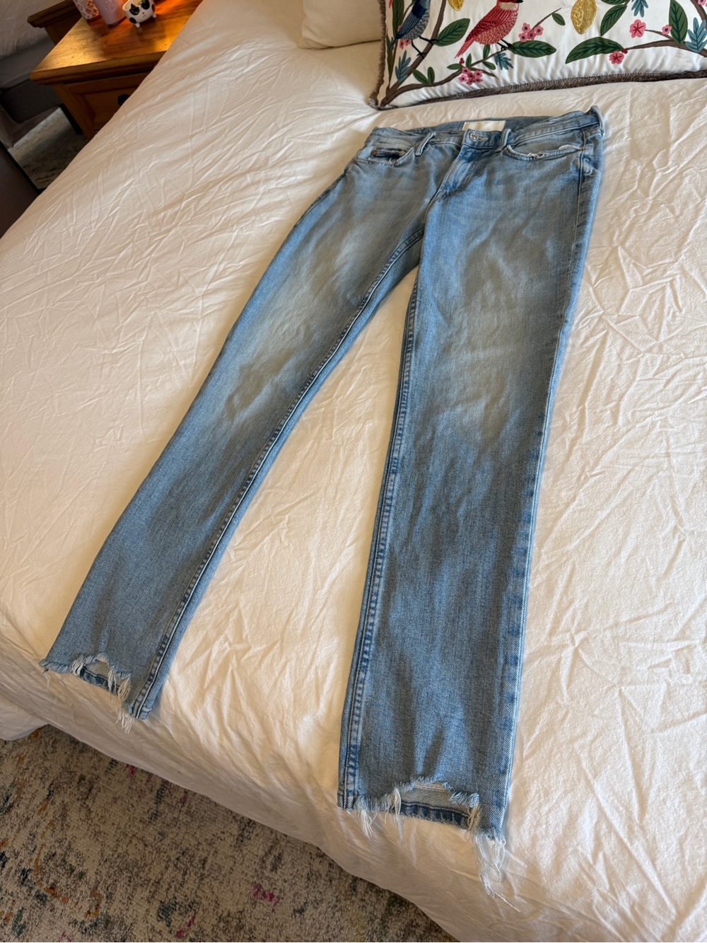 Mother Denim The Flirt Fray Straight Leg Jeans - wash “I Confess” - size 27